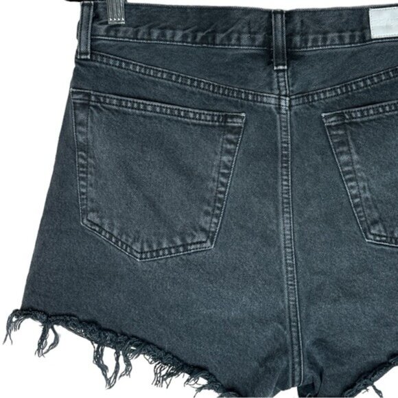 RE/DONE High Rise Washed Black Cut Off Denim Shorts Size 30 - Picture 9 of 12
